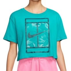 Nike Dri Fit Cropped Slam Tee Shirt -Tennis Shop FJ2711 367
