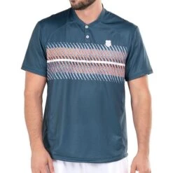 K-Swiss K Swiss Orion Blue & Polaris Short Sleeve Henley -Tennis Shop KMT32 T52435